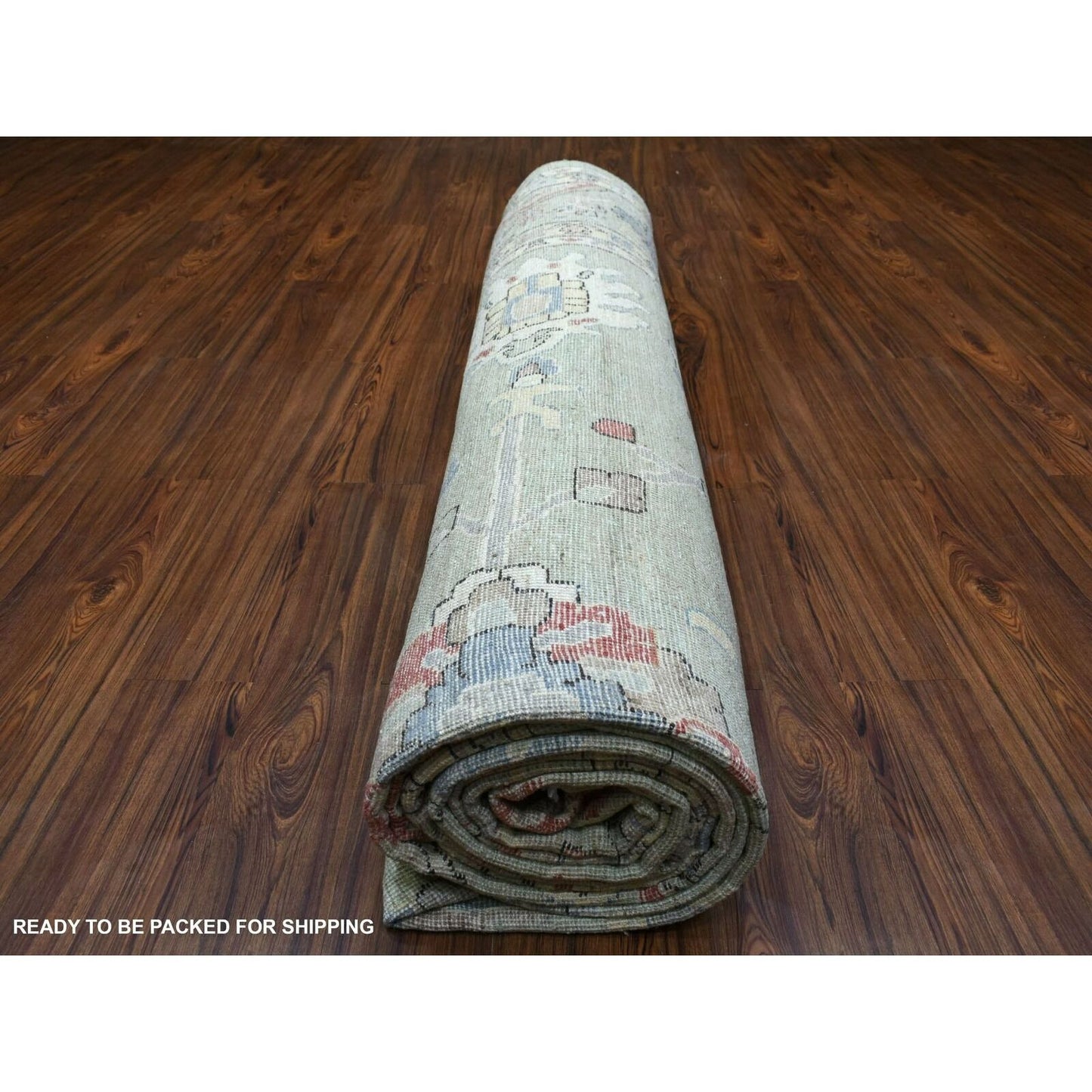 11'9"X17'3" Angora Oushak Soft Wool Hand Knotted Soft Green Oversized Rug