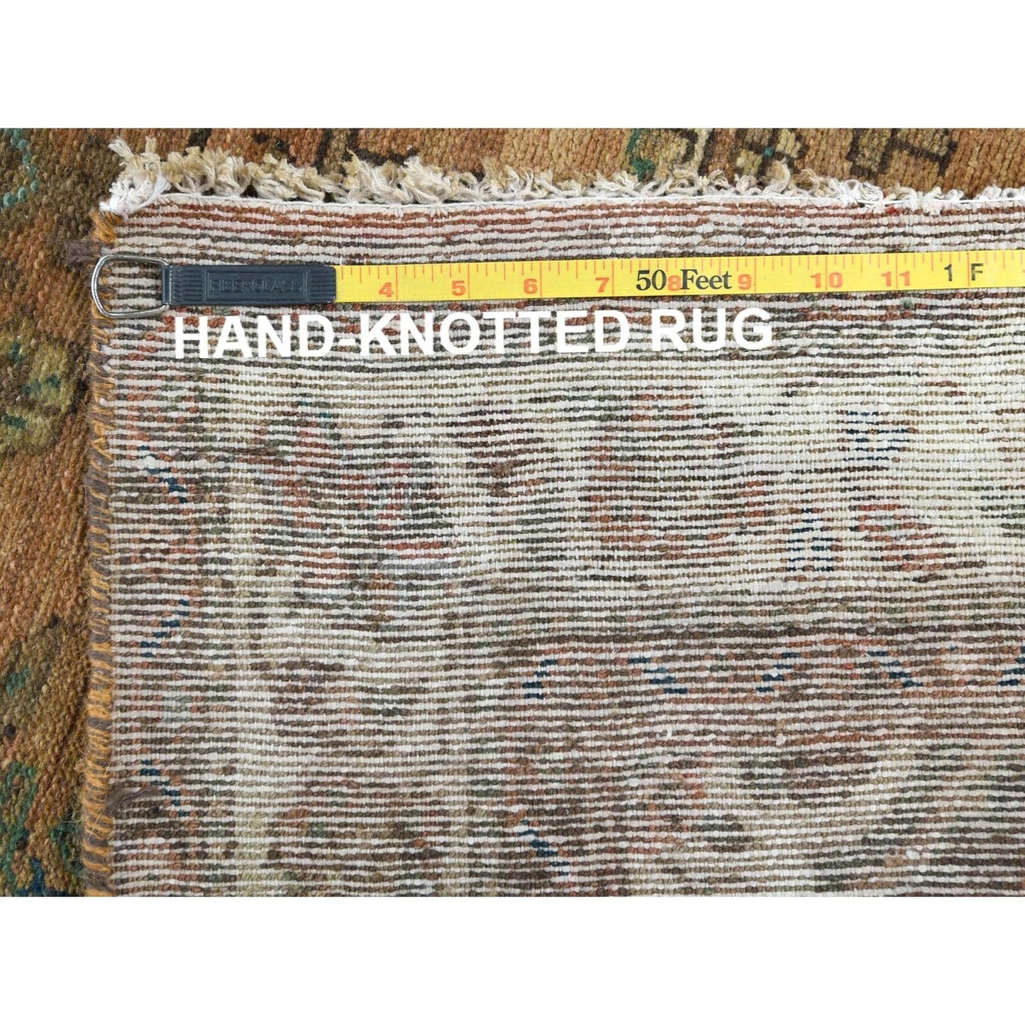 3'3"X9'8" Brown Old Farsian Amadan Hand Knotted Wool Worn Down Runner Rug
