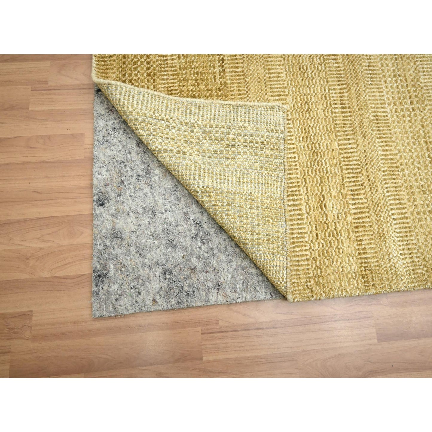 9'X12'1" Brown Wool & Silk Hand Knotted Modern Grass Design Oriental Rug