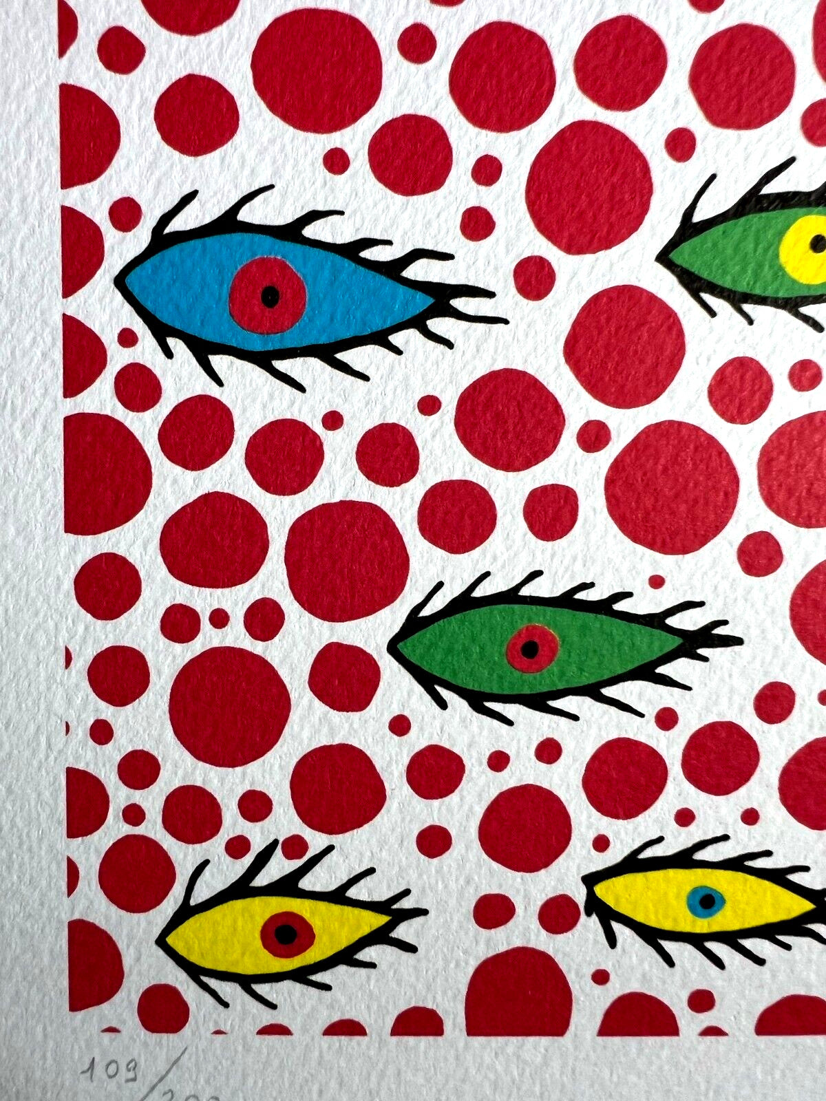 Yayoi Kusama, Eyes, Lithograph Mori Museum Coa Numbered In Pencil