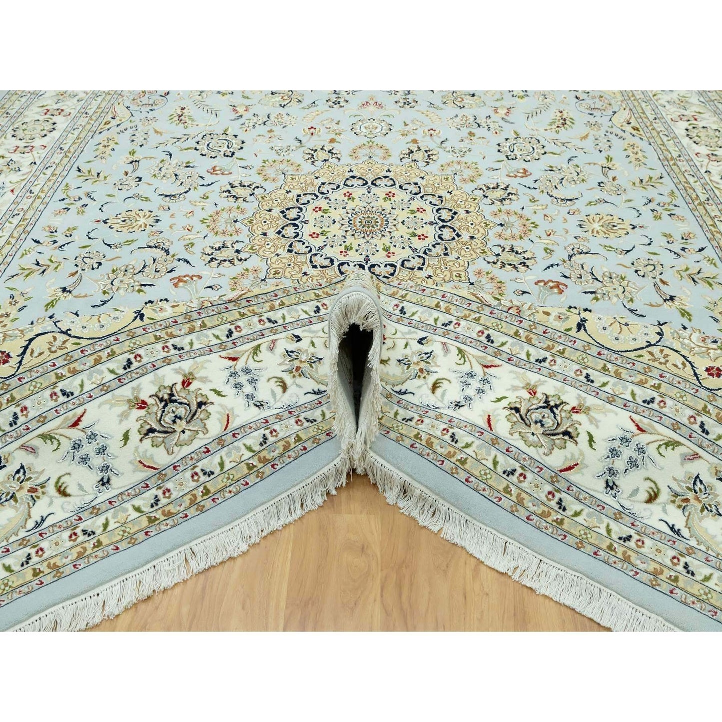 11'6"X15'6" Oslo Blue Nain Design Velvety Wool Hand Knotted Oversized Rug