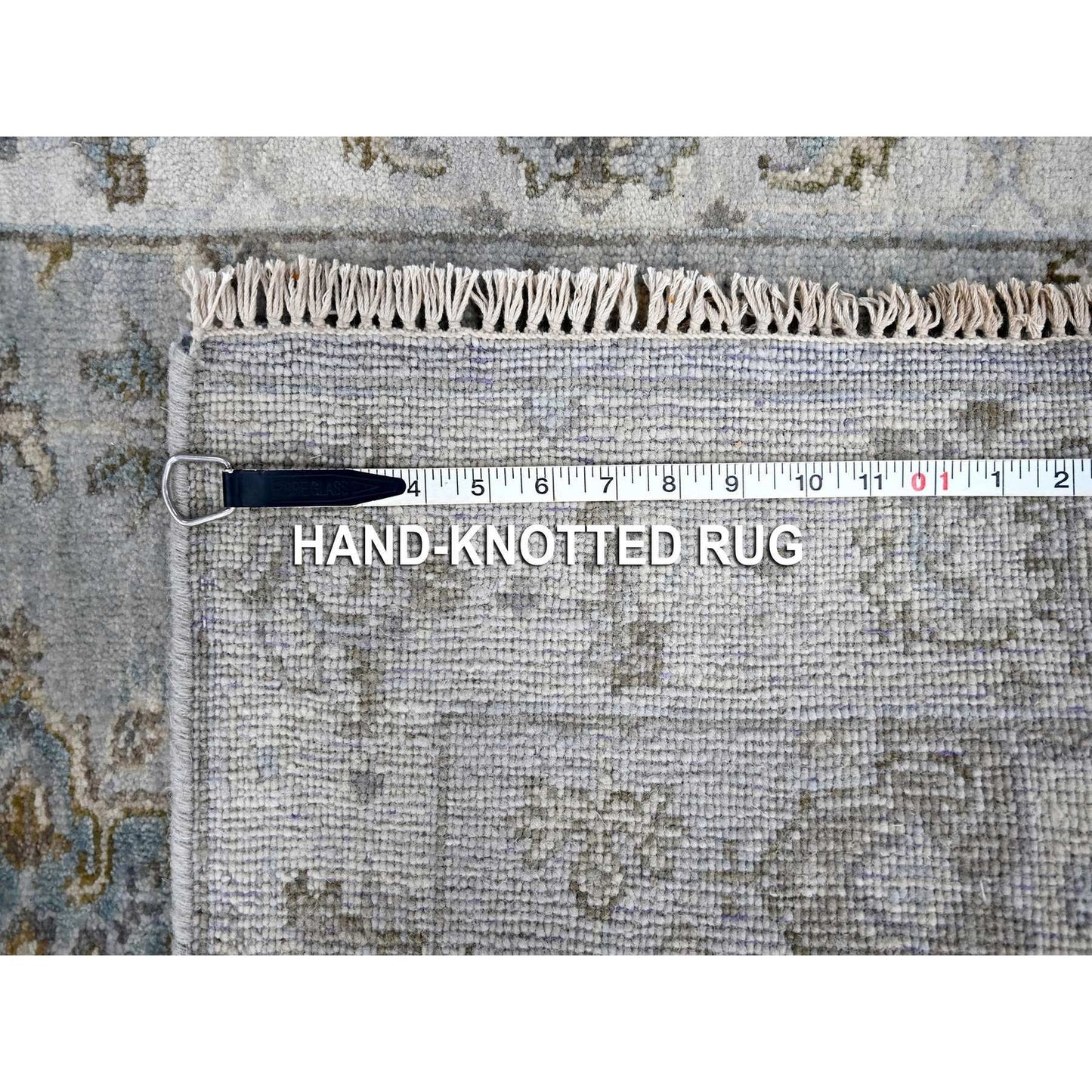 2'7"X27'9" Gray Karjihooz Geometric Design Hand Knotted Wool Runner Rug