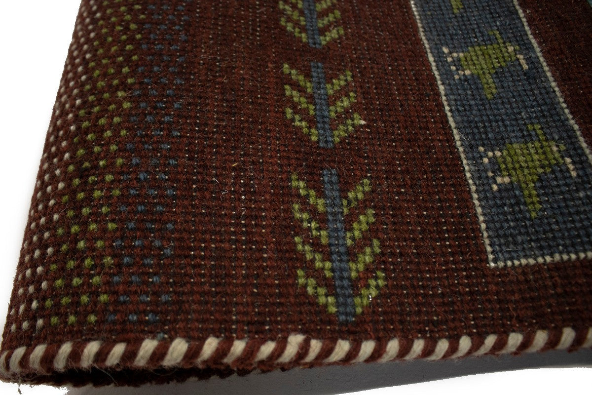 3X6 ft Handmade Maroon Red Striped Tribal Style