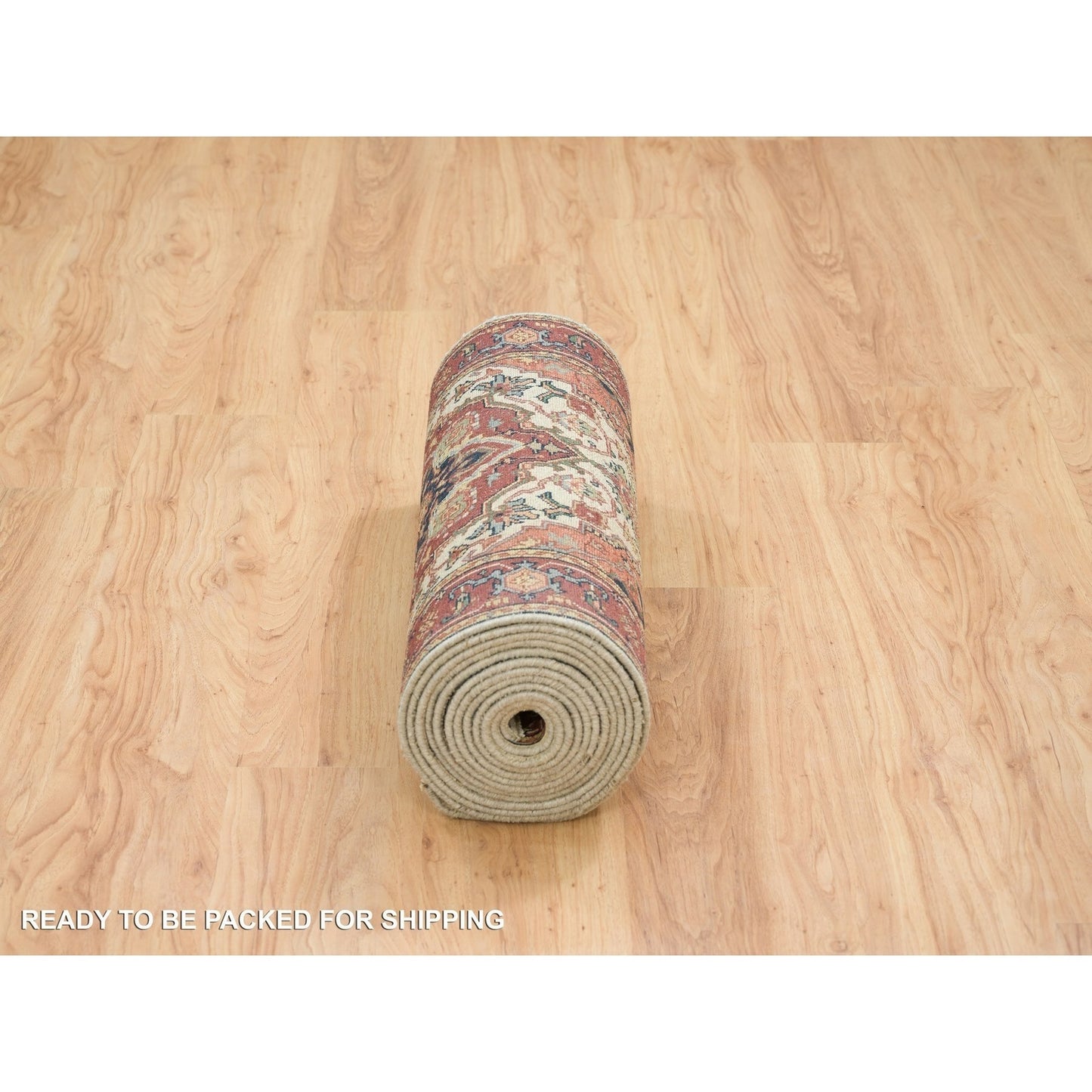 2'6"X18' Ivory Wool Heris Re-Creation Hand Knotted Xl Runner Oriental Rug