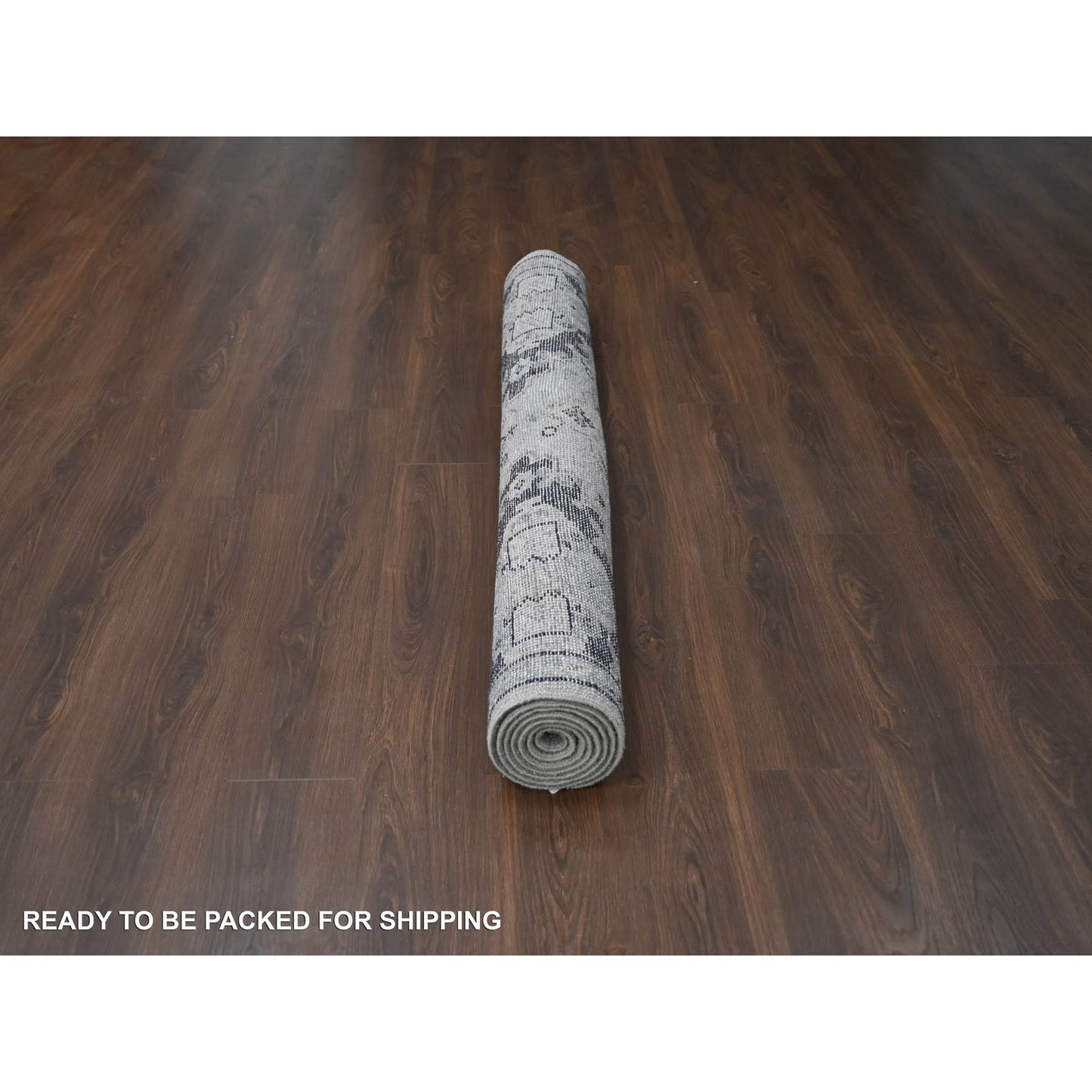 5'10"X8'10" Silver Gray Natural Wool Hand Knotted Anatolian Design Rug