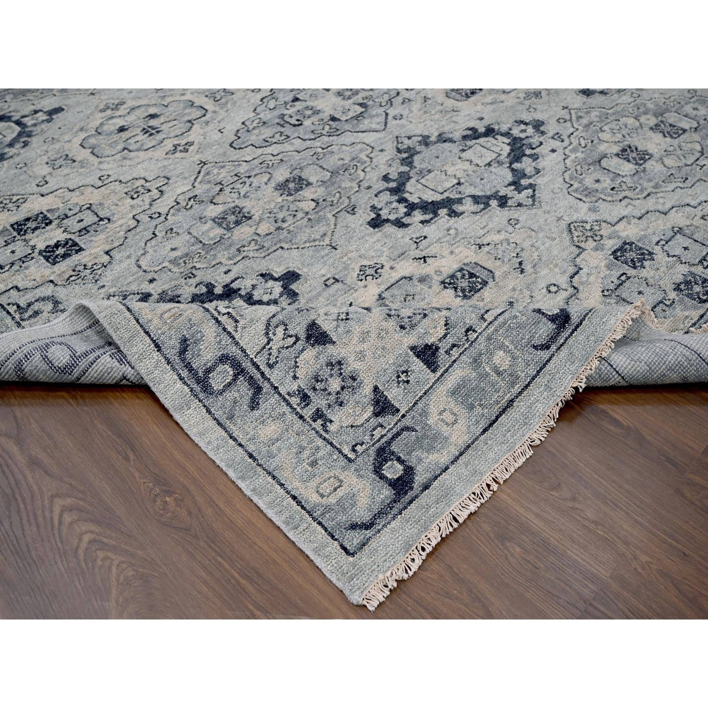 13'9"X17'9" Gray Wool Hand Knotted Anatolian Design Oversized Rug