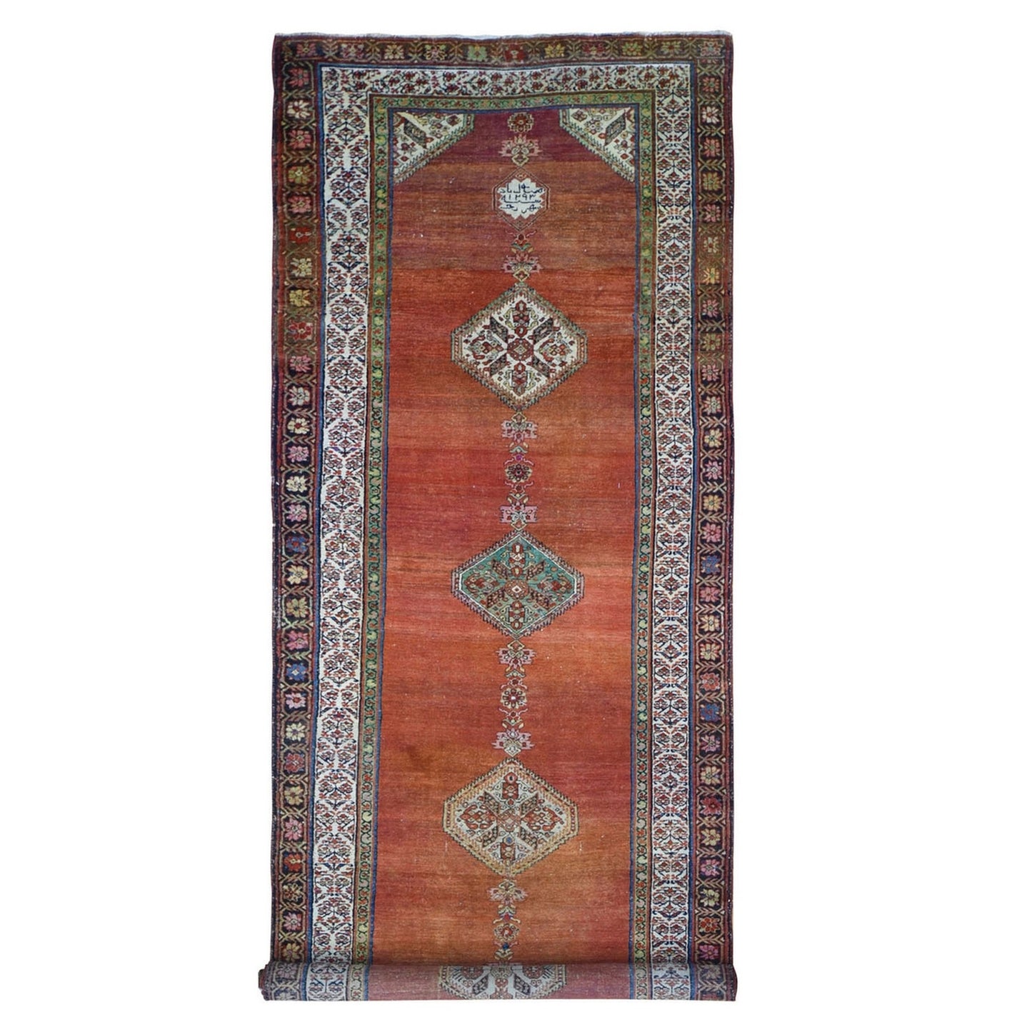 4'8"X12' Red Antique North West Farsian Wide Runner Wool Hand Made Rug