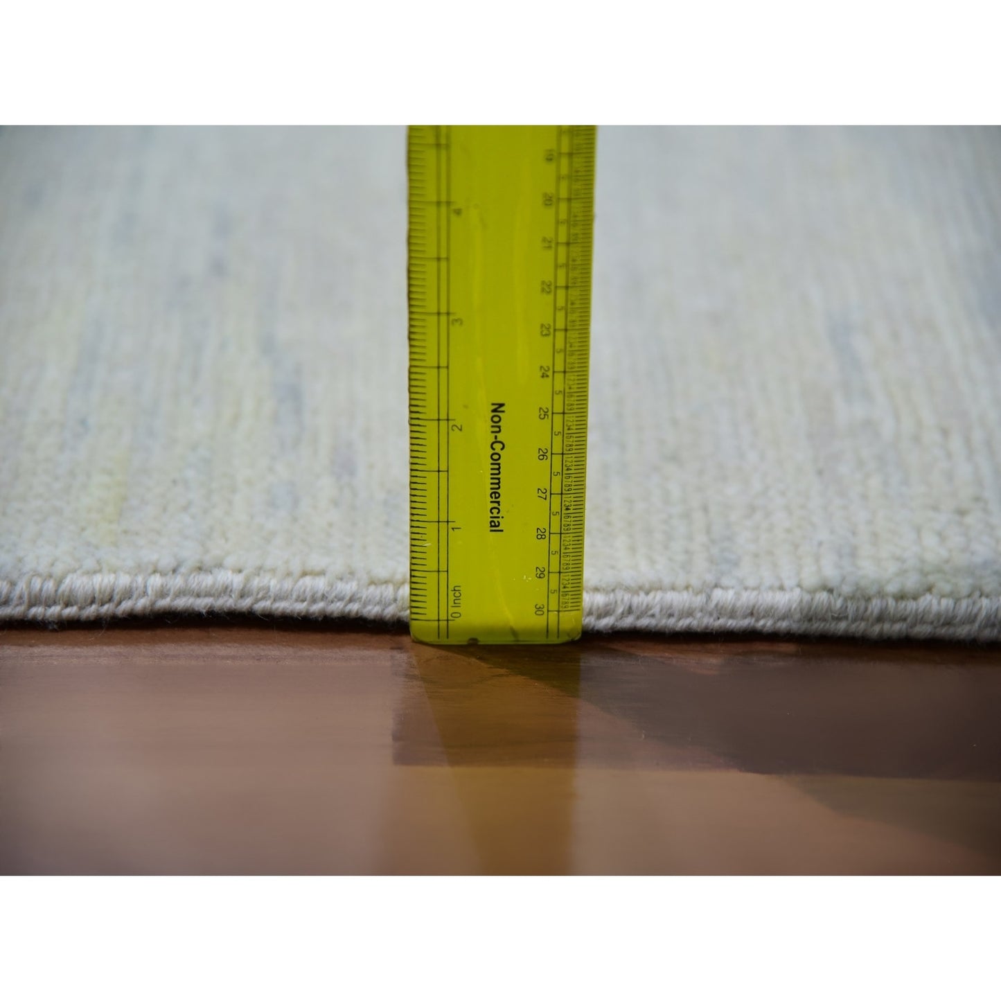12'1"X13'10" White Abstract Design 100% Wool Hand Knotted Oversized Rug