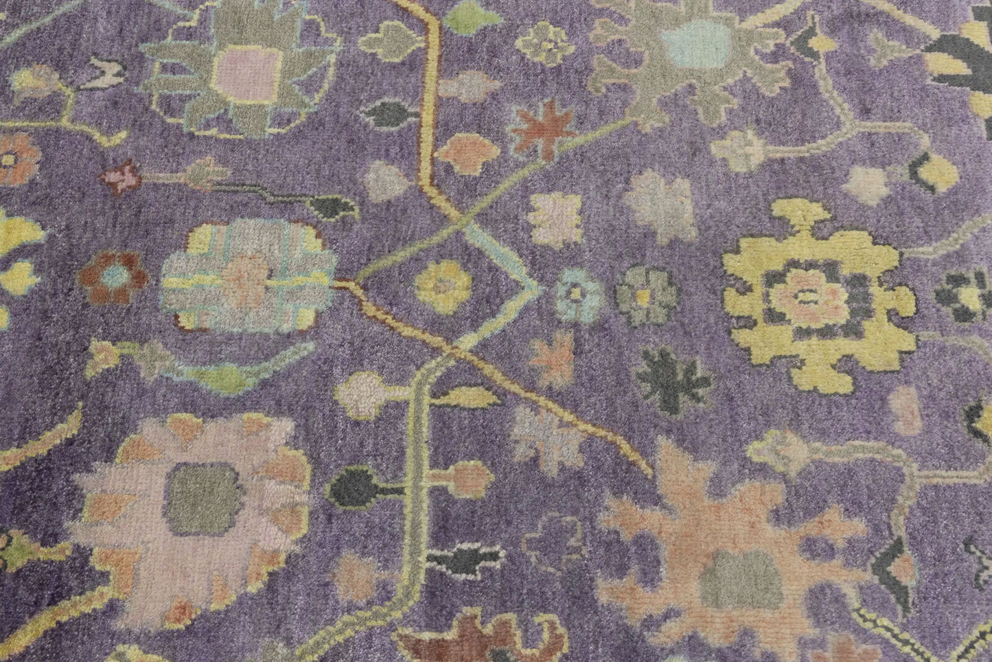 Hand-Knotted Muted Oushak Rug Colorfast Oriental