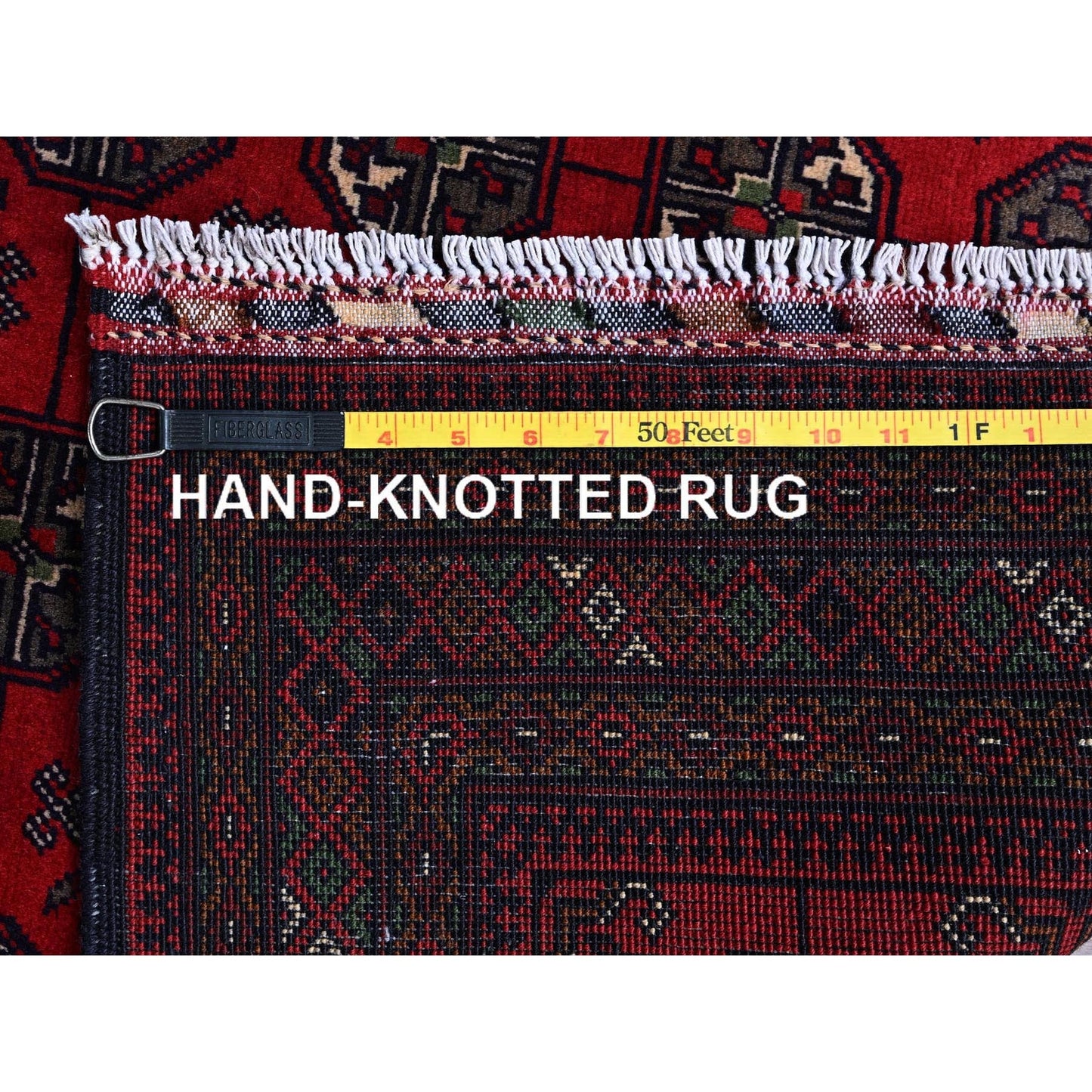 2'9"X4'4" Red Princess Bokara Geometric Design Wool Hand Knotted Sample Rug