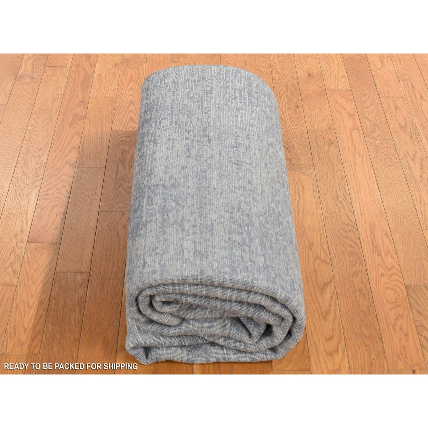 6'X9' Ash Gray Muted Tone On Tone Wool And Silk Hand Loomed Oriental Rug