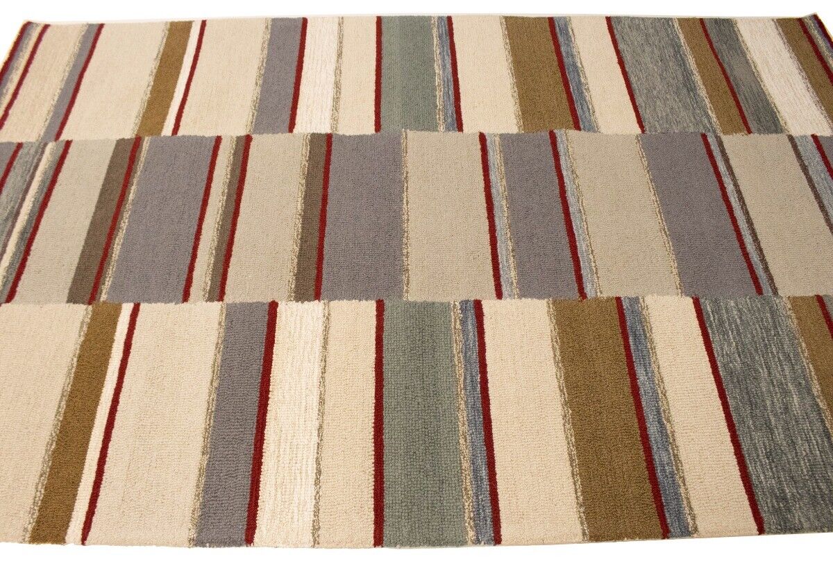 Hand-Tufted Multicolored Stripes 5X8 Modern Area