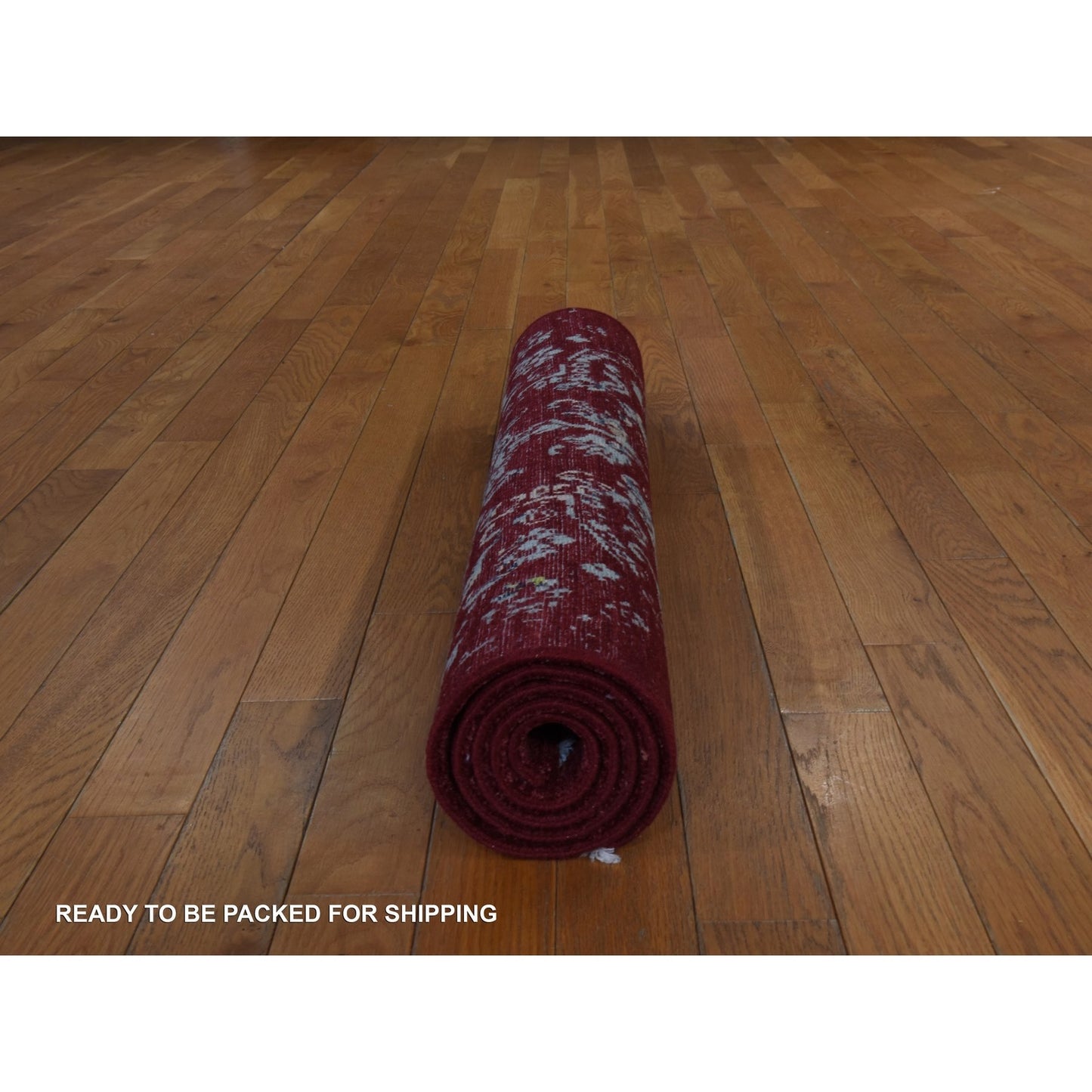 3'X5'1" Currant Red Floral Design Wool And Silk Hand Knotted Oriental Rug