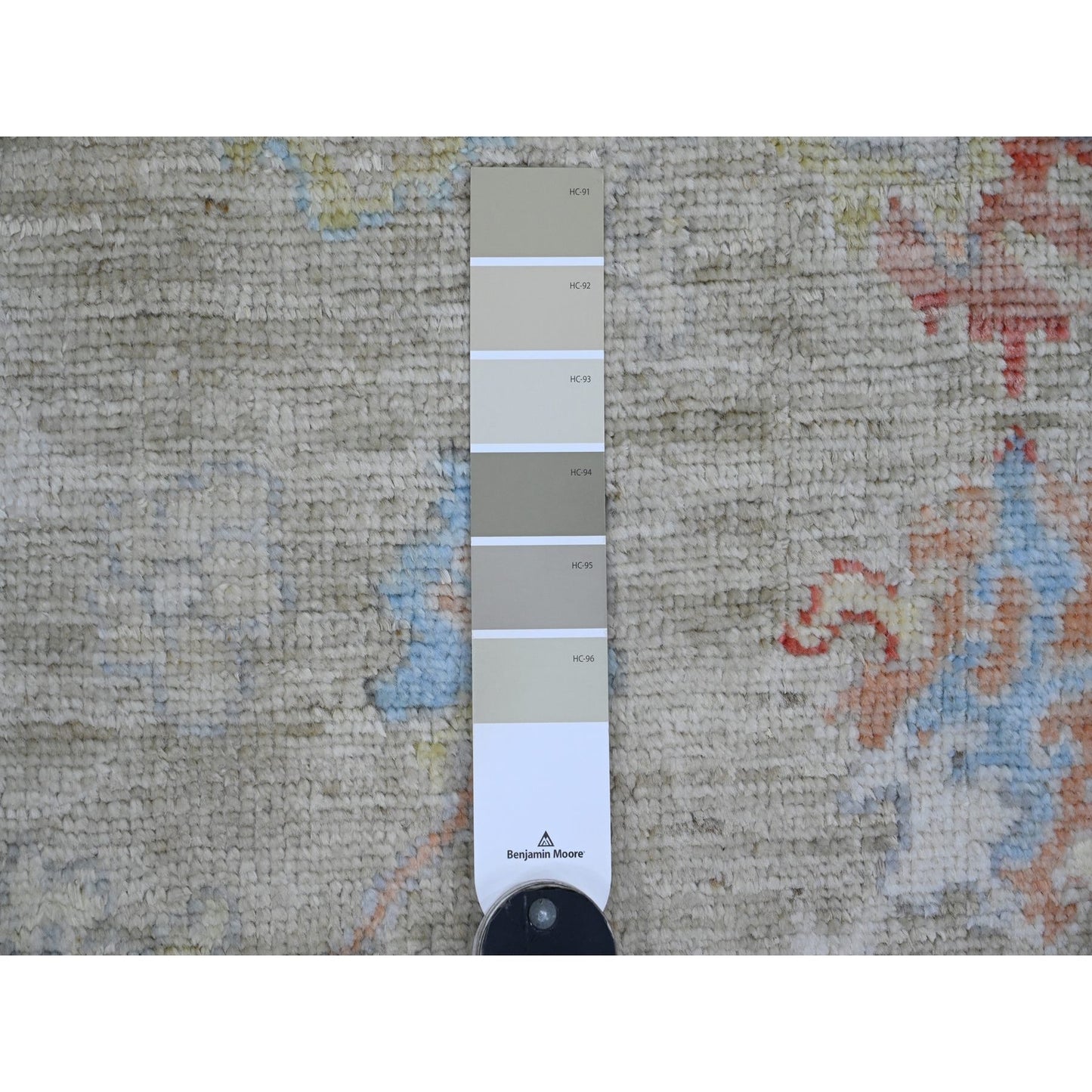 4'3"X6'2" Green Pure Wool Angora Oushak Leaf Pattern Hand Knotted Rug