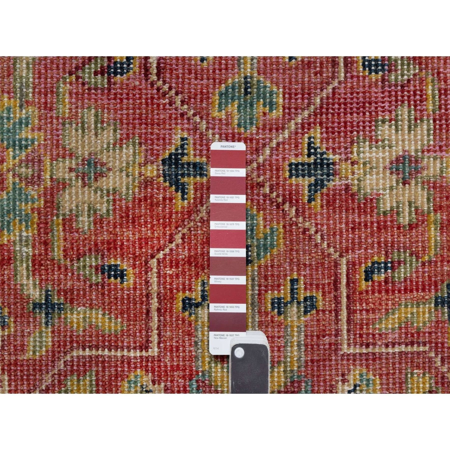 10'X13'9" Red Hand Knotted Antiqued Oushak Design Wool Oriental Rug