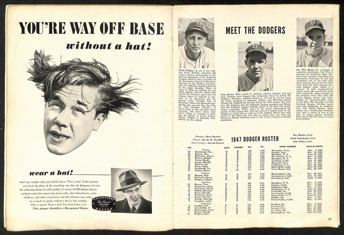 1947 World Series Program Brooklyn Dodgers Vs.