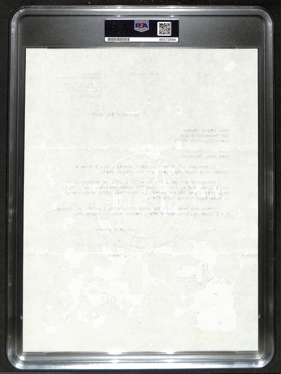 Woody Hayes Signed/Auto 9X11 1979 Tls Letter Ohio State Univ Psa/Dna 198791