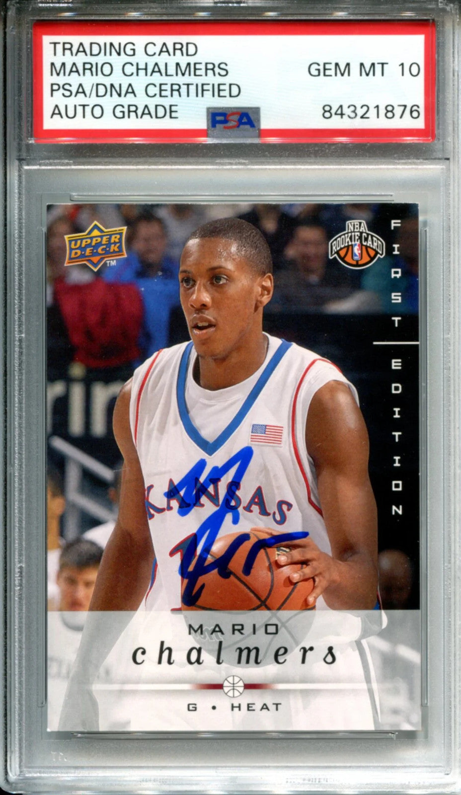 Mario Chalmers Autographed 2008-09 Upper Deck First Edition Rookie Card (Psa)