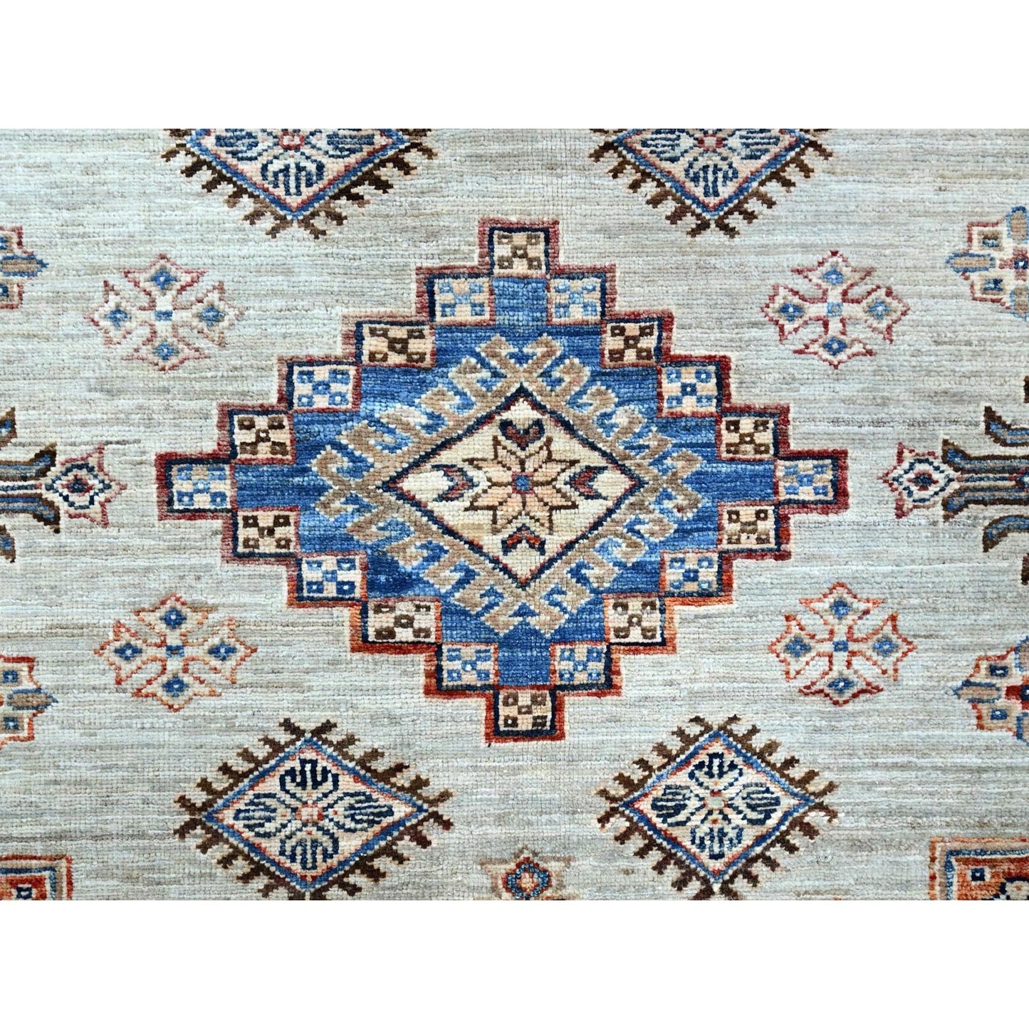 10'X13'8" Wickham Gray Hand Knotted Wool Afghan Super Kazak Oriental Rug