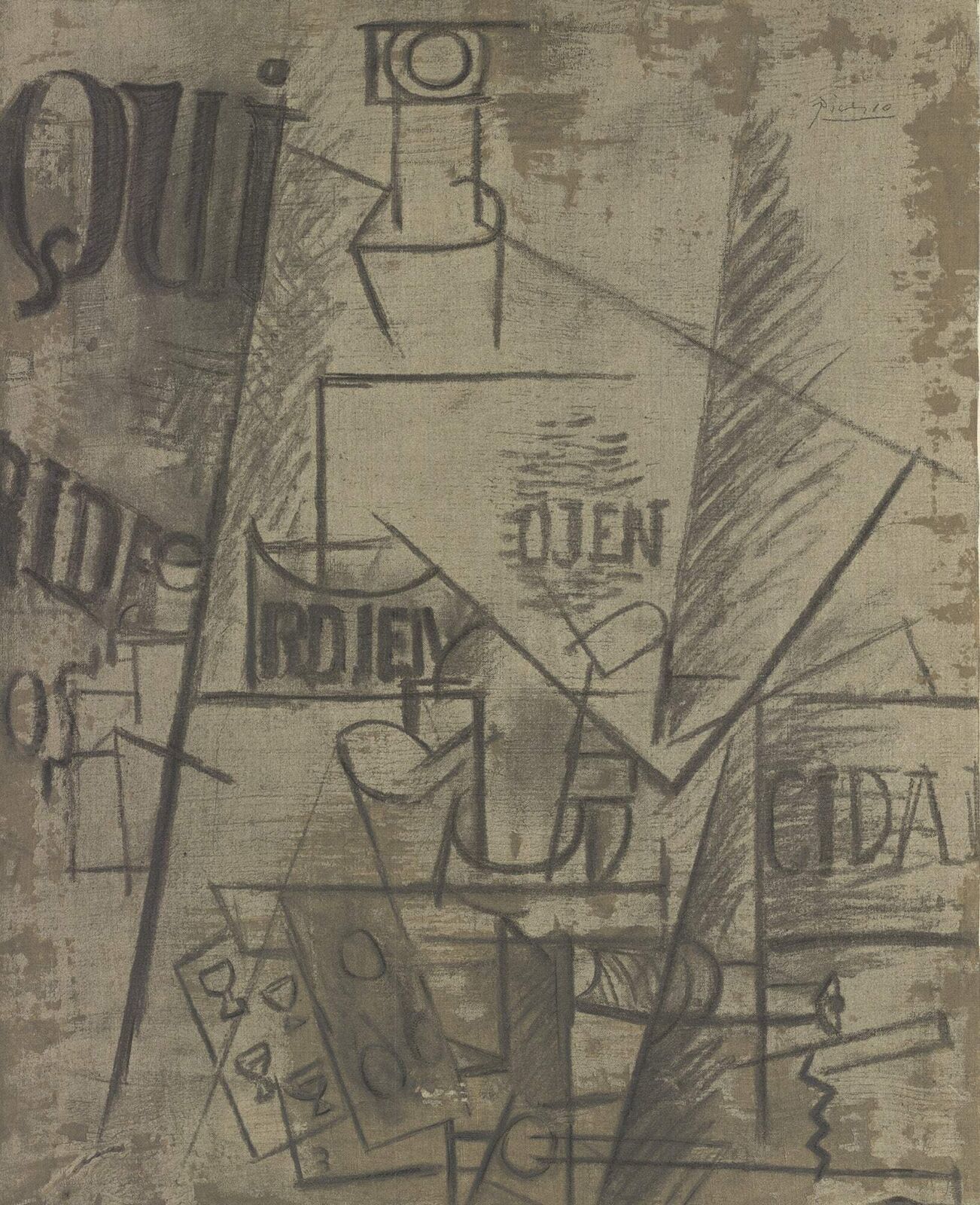 Pablo Picasso Papiers Colles " Lithograph Cubism Brown Pablo Pic