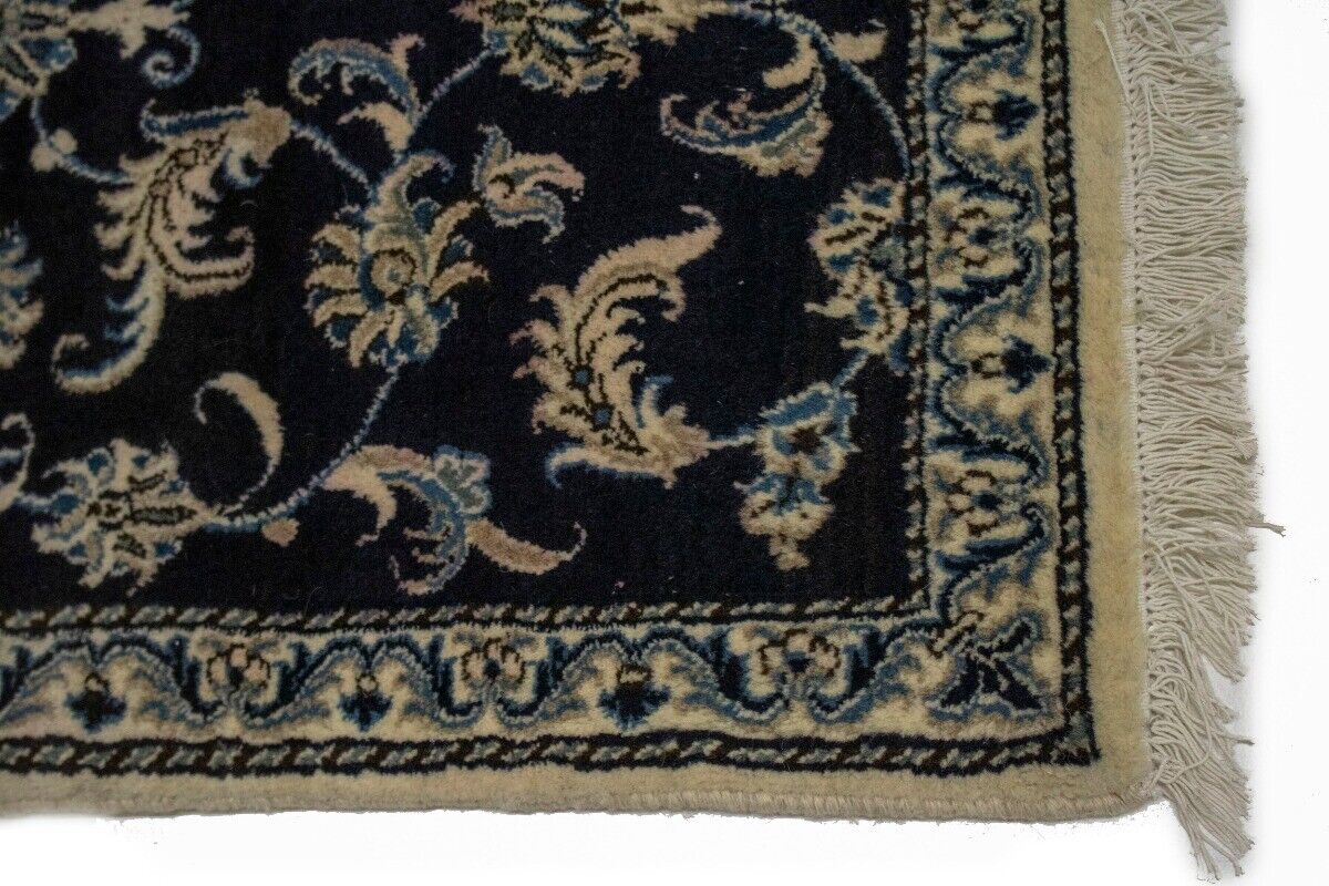 Vintage Oriental Runner Rug Allover Floral Navy
