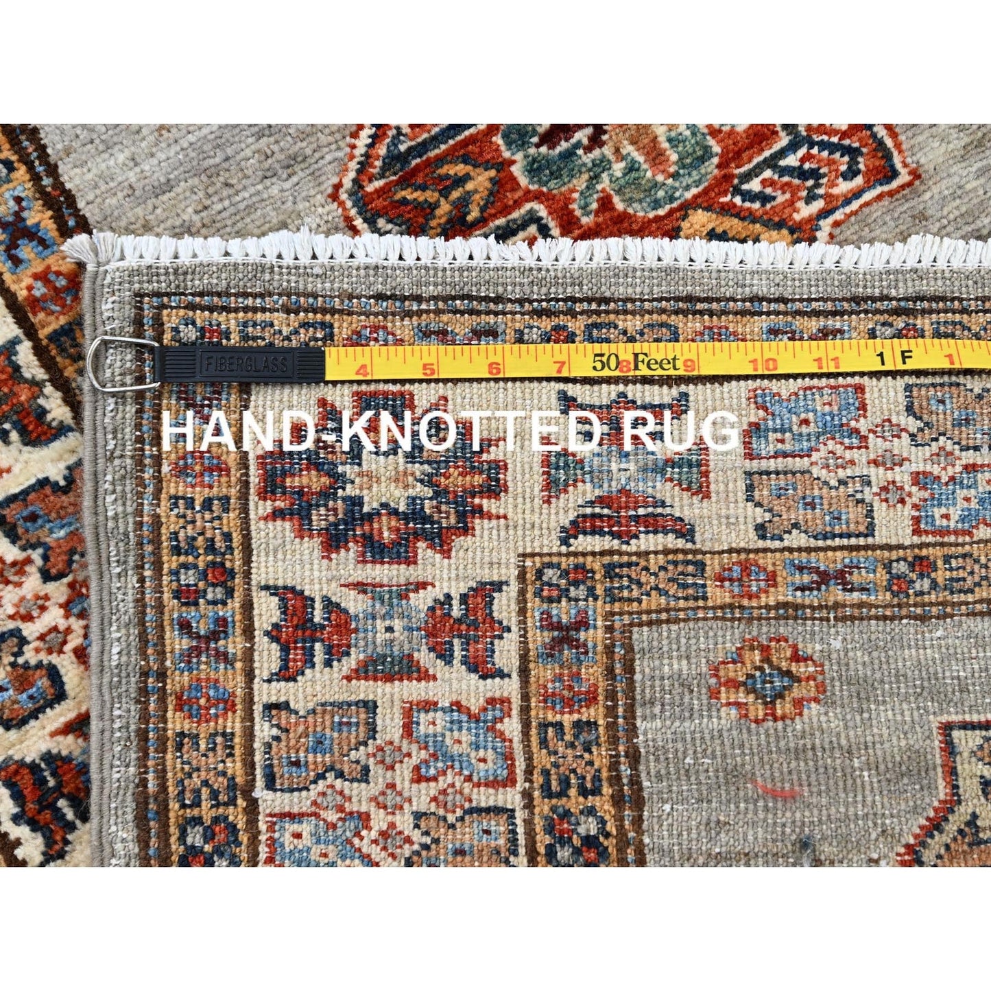 2'8"X22'6" Moon Gray Super Kazak Hand Knotted Wool Oriental Xl Runner Rug