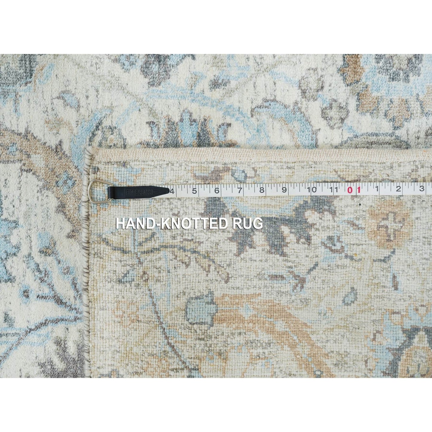 2'6"X20' Ivory Sickle Leaf Design Silk/Wool Hand Knotted Xl Runner Rug