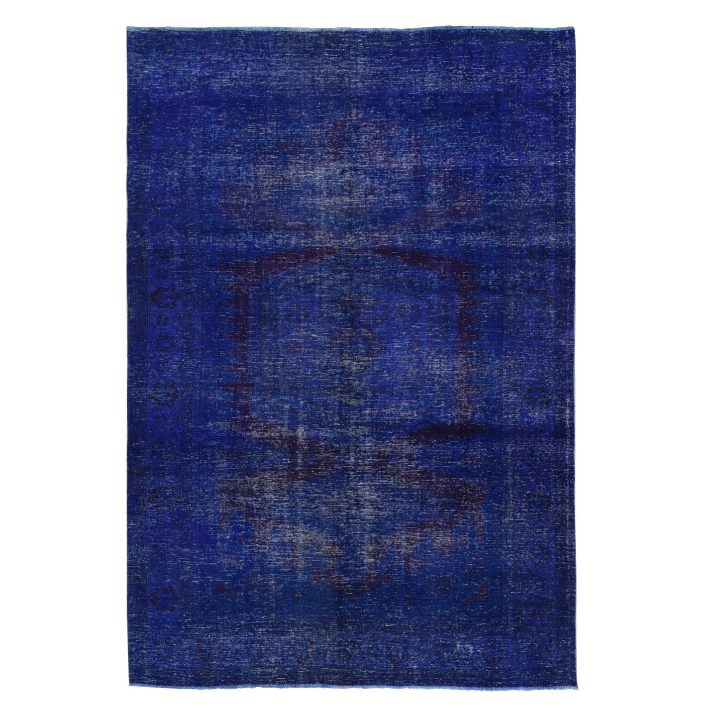 6'10"X10'1" Purple Overdyed Zoroastrian Viss Design Wool Hand Knotted Rug