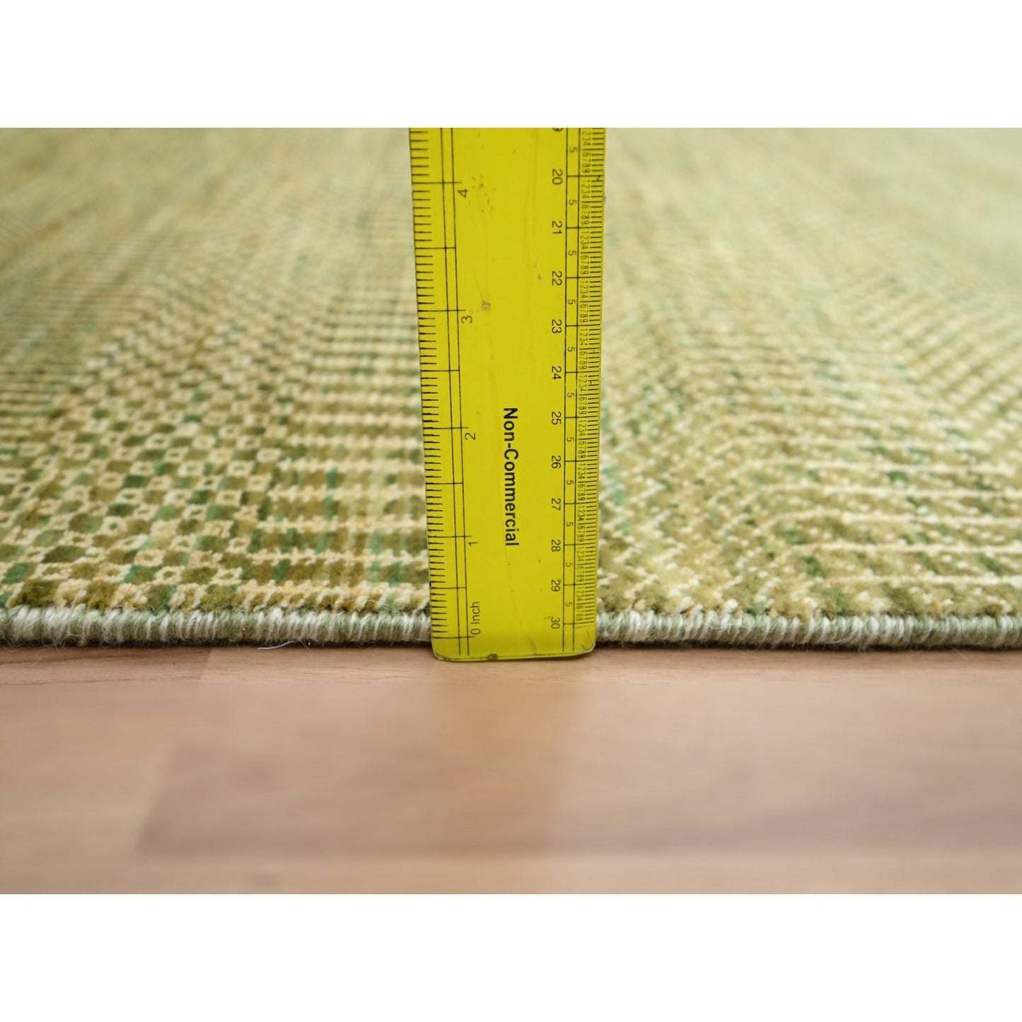 4'X8' Brown Grass Design Hand Knotted Wool And Silk Runner Oriental Rug
