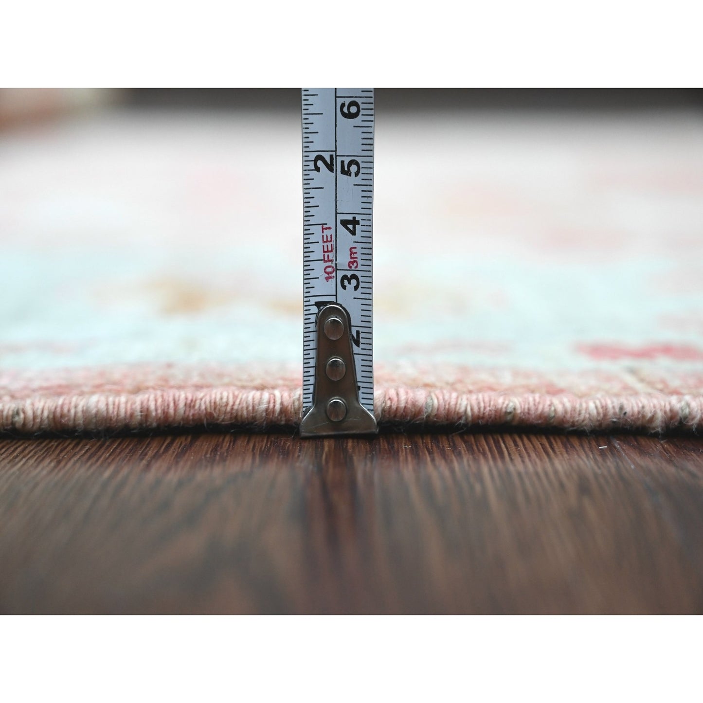 6'2"X9'1" Pink Afghan Angora Oushak Leaf Pattern Hand Knotted Wool Rug