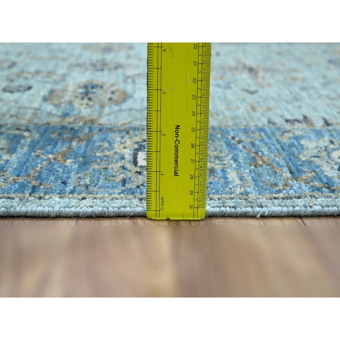 2'8"X16'1" Blue Shah Abbas Flower Design Wool Hand Knotted Xl Runner Rug