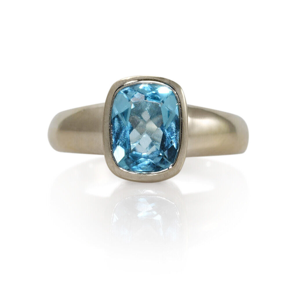 14K White Gold Blue Topaz Ring, 2.50Ct, 6G
