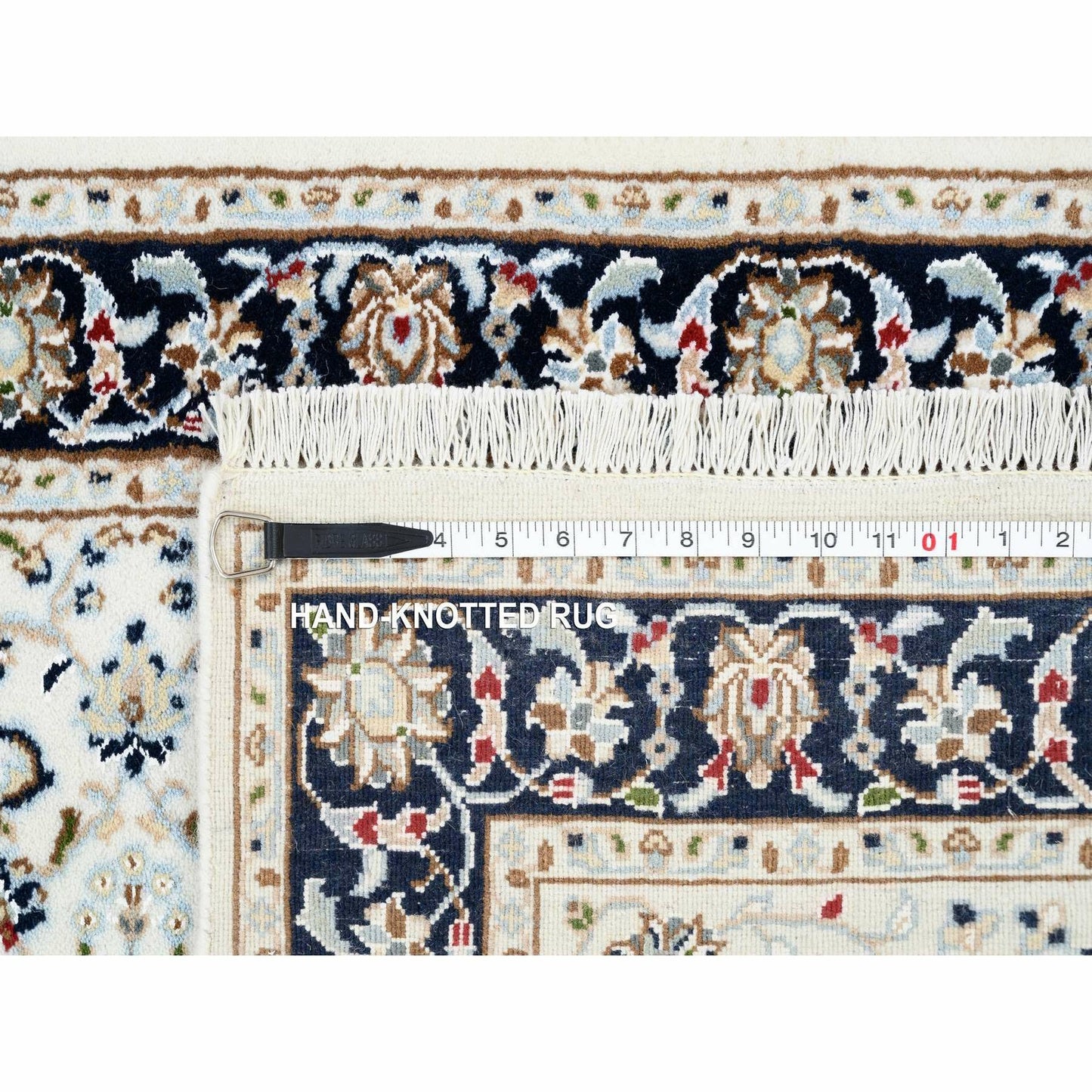 2'7"X8'2" Ivory Hand Knotted Nain 250 Kpsi Wool Runner Rug