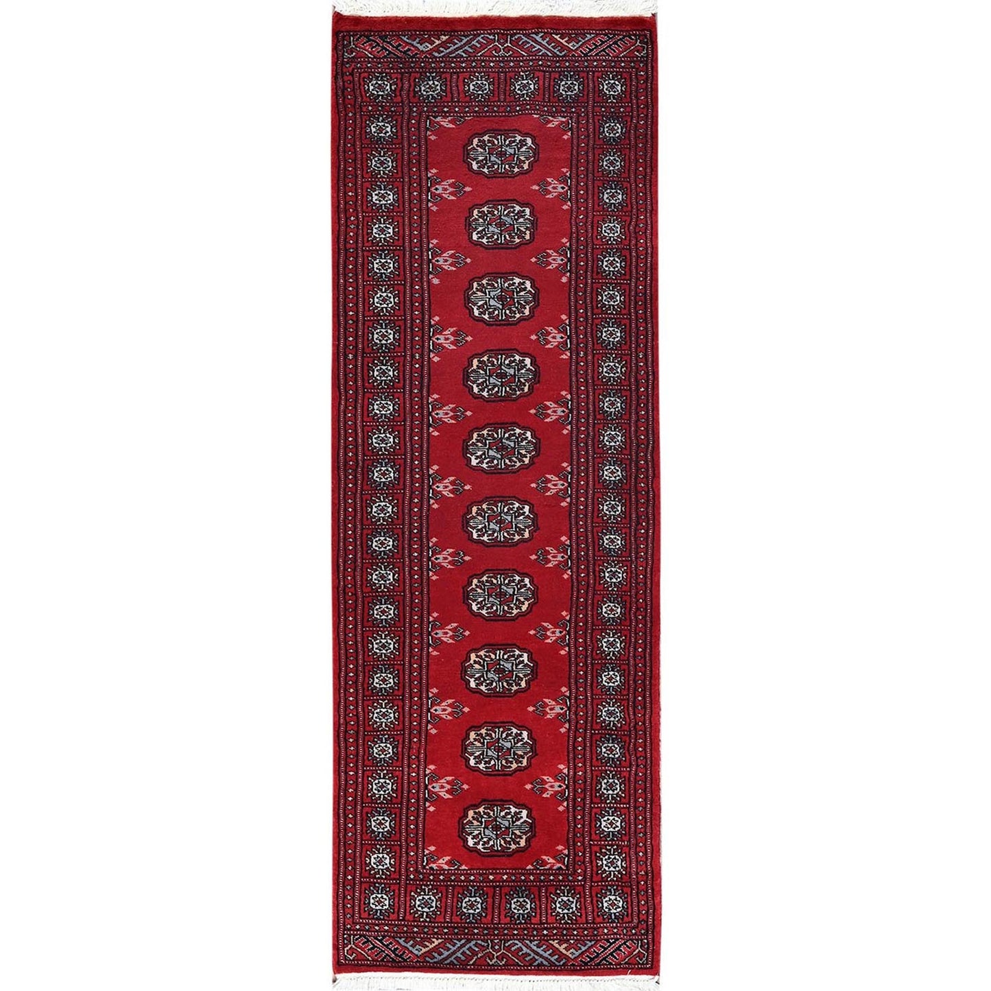 2'X6' Chili Red Princess Bokara Soft Wool Hand Knotted Narrow Runner Rug