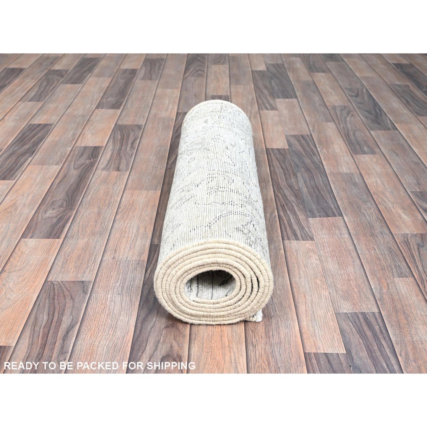 2'6"X10' White Fragment Old Tebraz Hand Knotted Worn Pure Wool Runner Rug