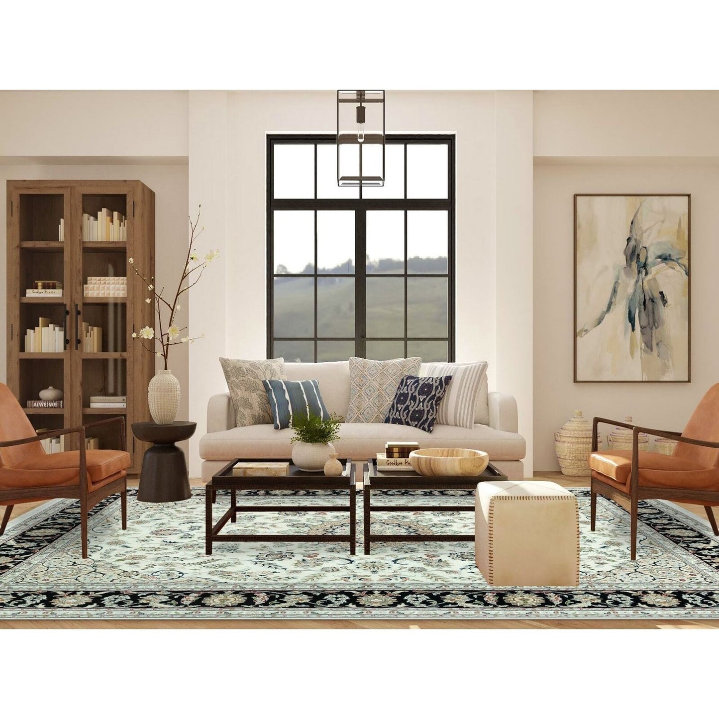 9'X12'2" Snowbound White Hand Knotted Nain 250 Kpsi Design 100% Wool Rug