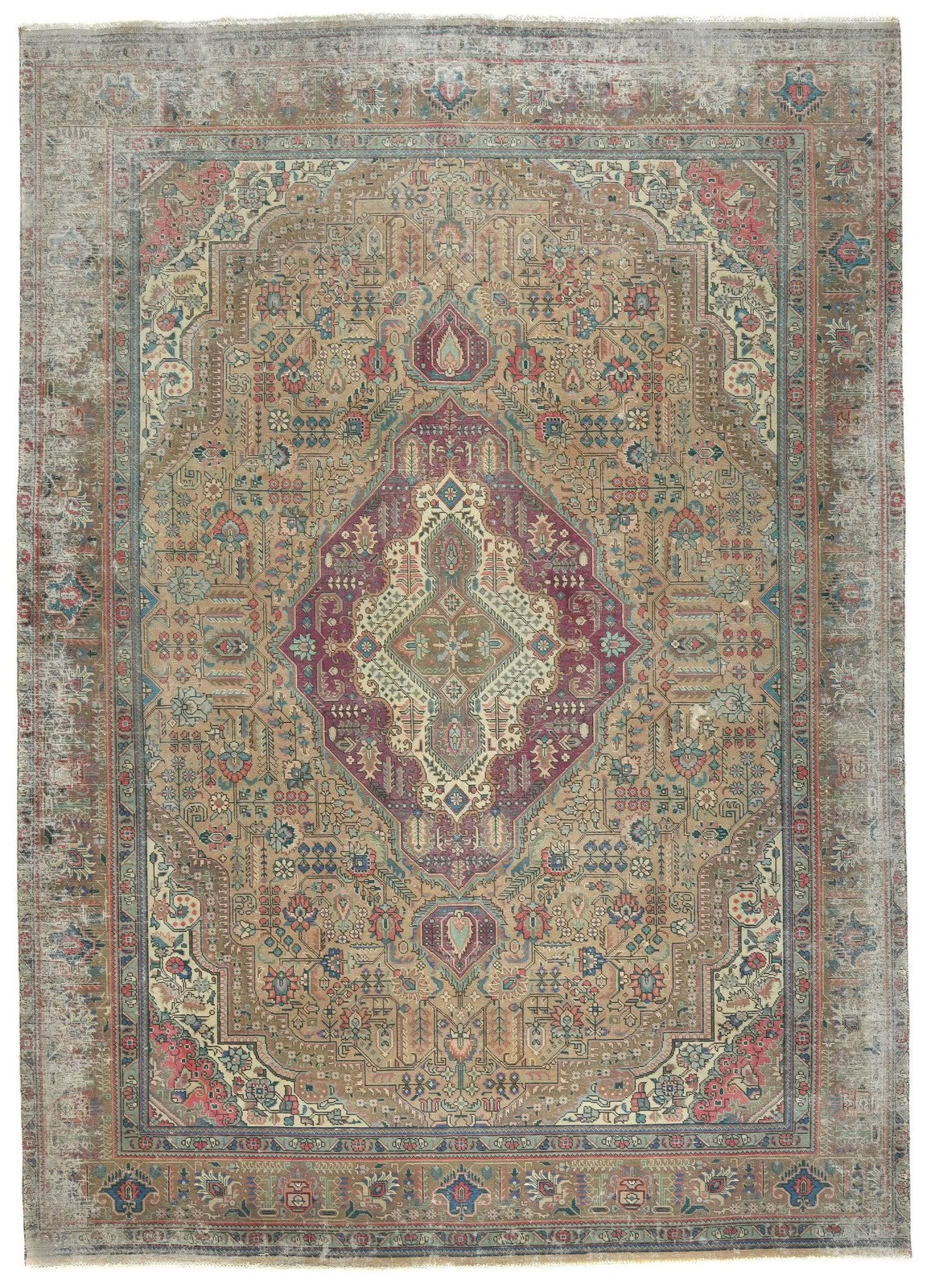Handmade Distressed Vintage Semi-Antique 9X12 ft