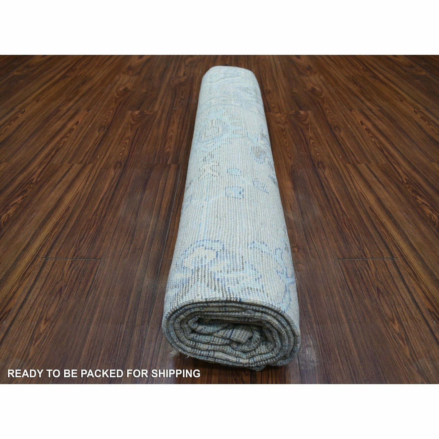 8'1"X10'4" Gray Angora Oushak All Over Motifs Wool Hand Knotted Rug