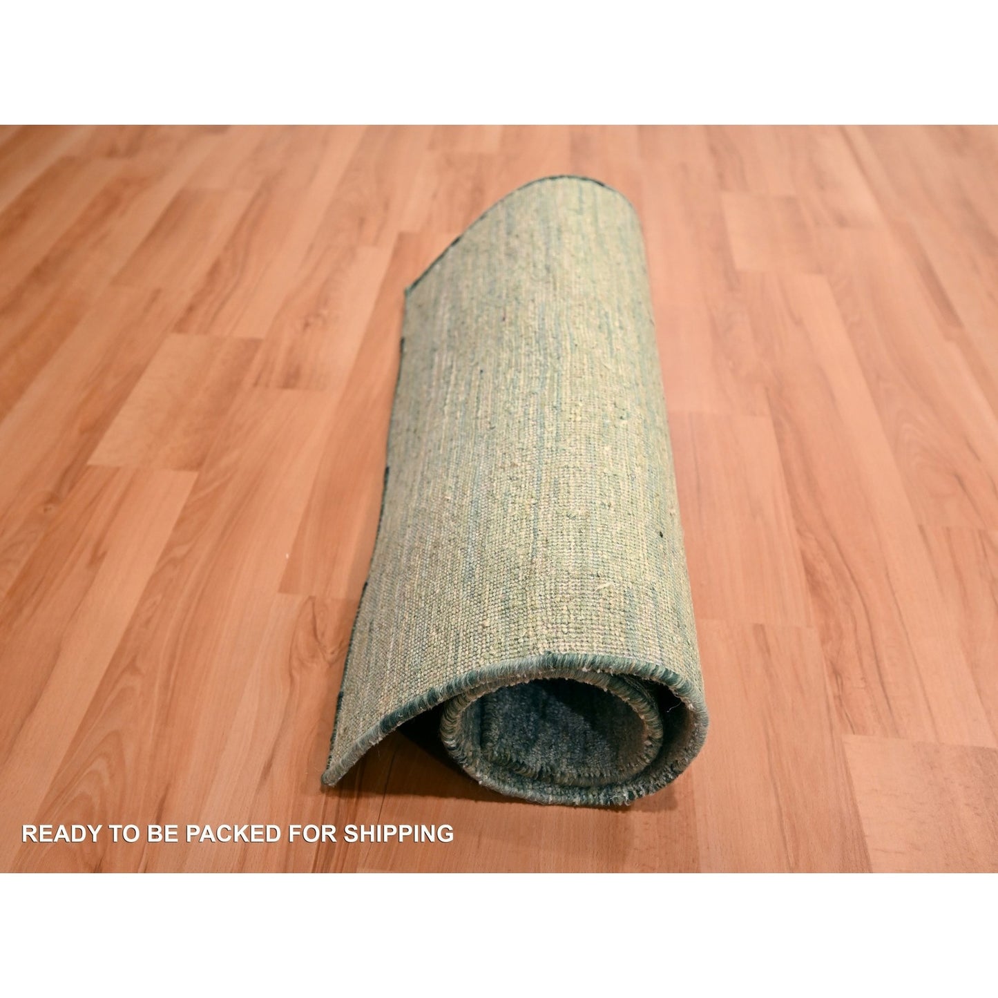 2'X3' Swamp Green Pure Sari Silk Hand Knotted Plain Solid Design Mat Rug