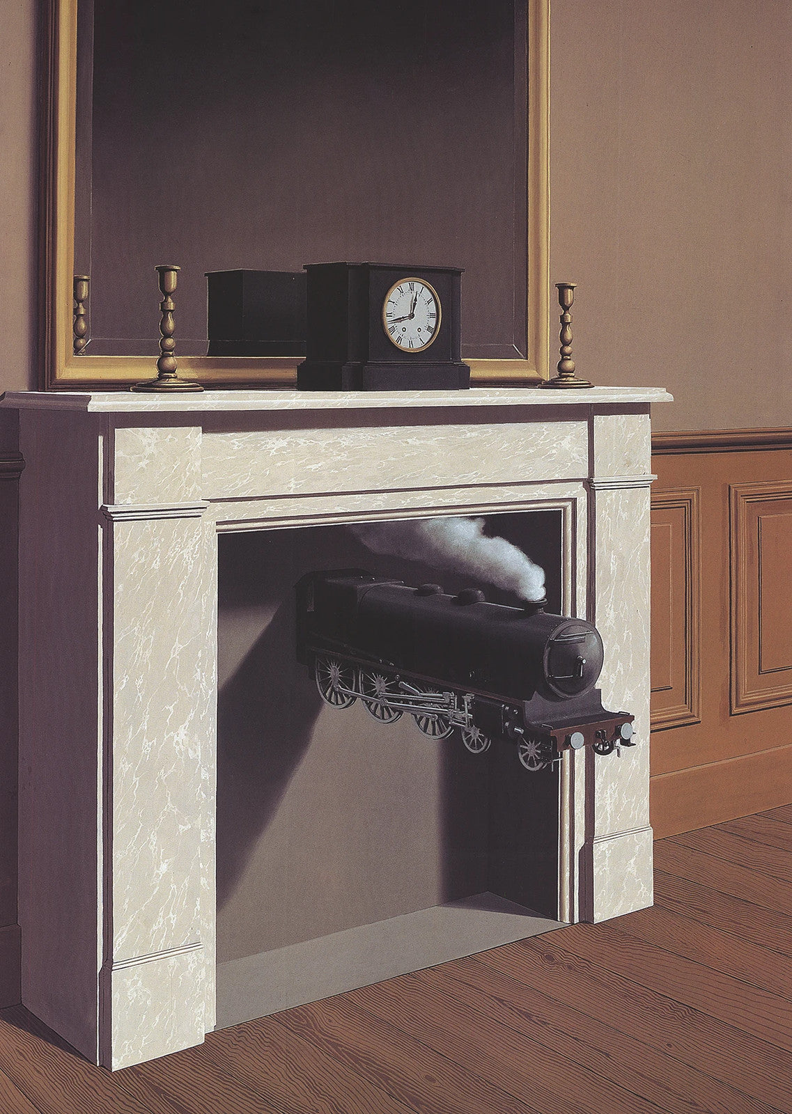 Rene Magritte Time Transfixed " Poster Surrealism Gray, Brown T