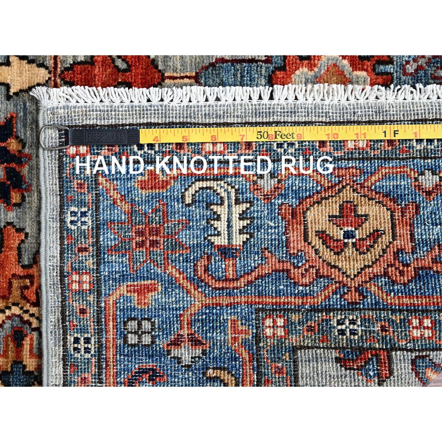 4'1"X11'9" Agate Gray Heris All Over Design Hand Knotted Wool Runner Rug