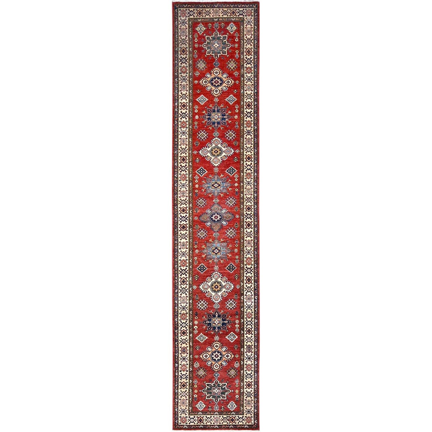 2'8"X13'4" Red Super Kazak Hand Knotted 100% Wool Runner Oriental Rug