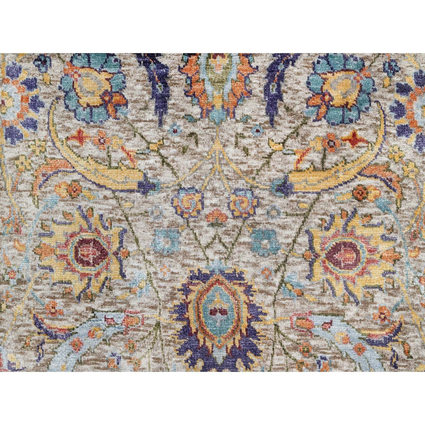 2'7"X23'10" White Sickle Leaf Hand Knotted Silk And Wool Xl Runner Rug