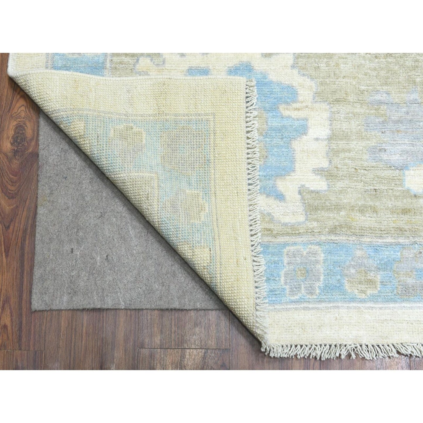12'X14'7" Ivory Hand Knotted Afghan Angora Oushak Pure Wool Oversize Rug