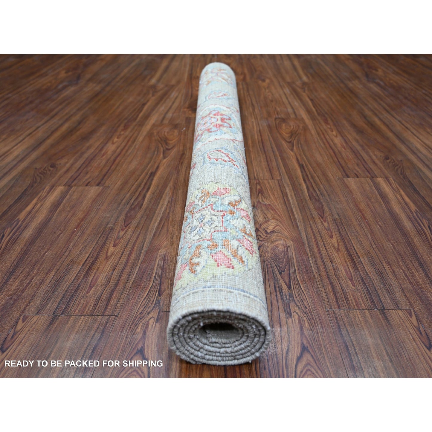4'X5'10" Tan Color, Pure Wool, Hand Knotted Finer Peshawar Oriental Rug