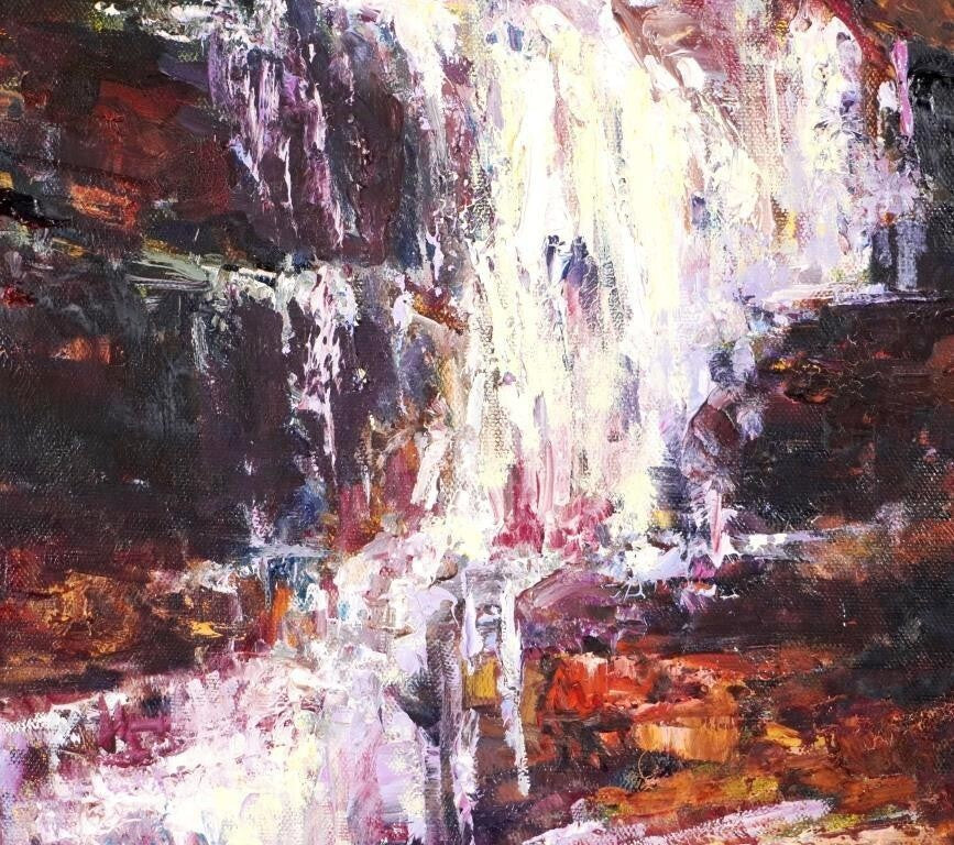 Jean Henry 'Waterfall' Original Oil Painting