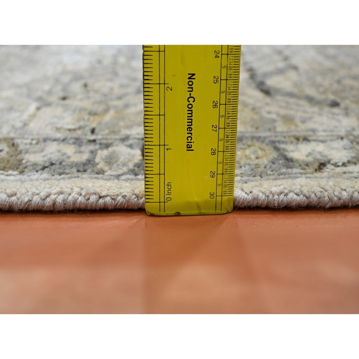 2'1"X3' Eggshell White, Hand Knotted, Pure Silk And Wool Oushak Mat Rug