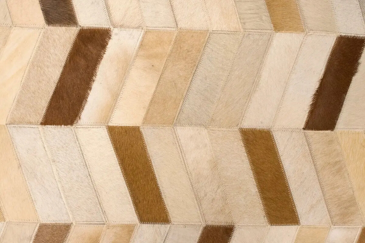 5X8 Ft Brown Cowhide Leather Rug Contemporary