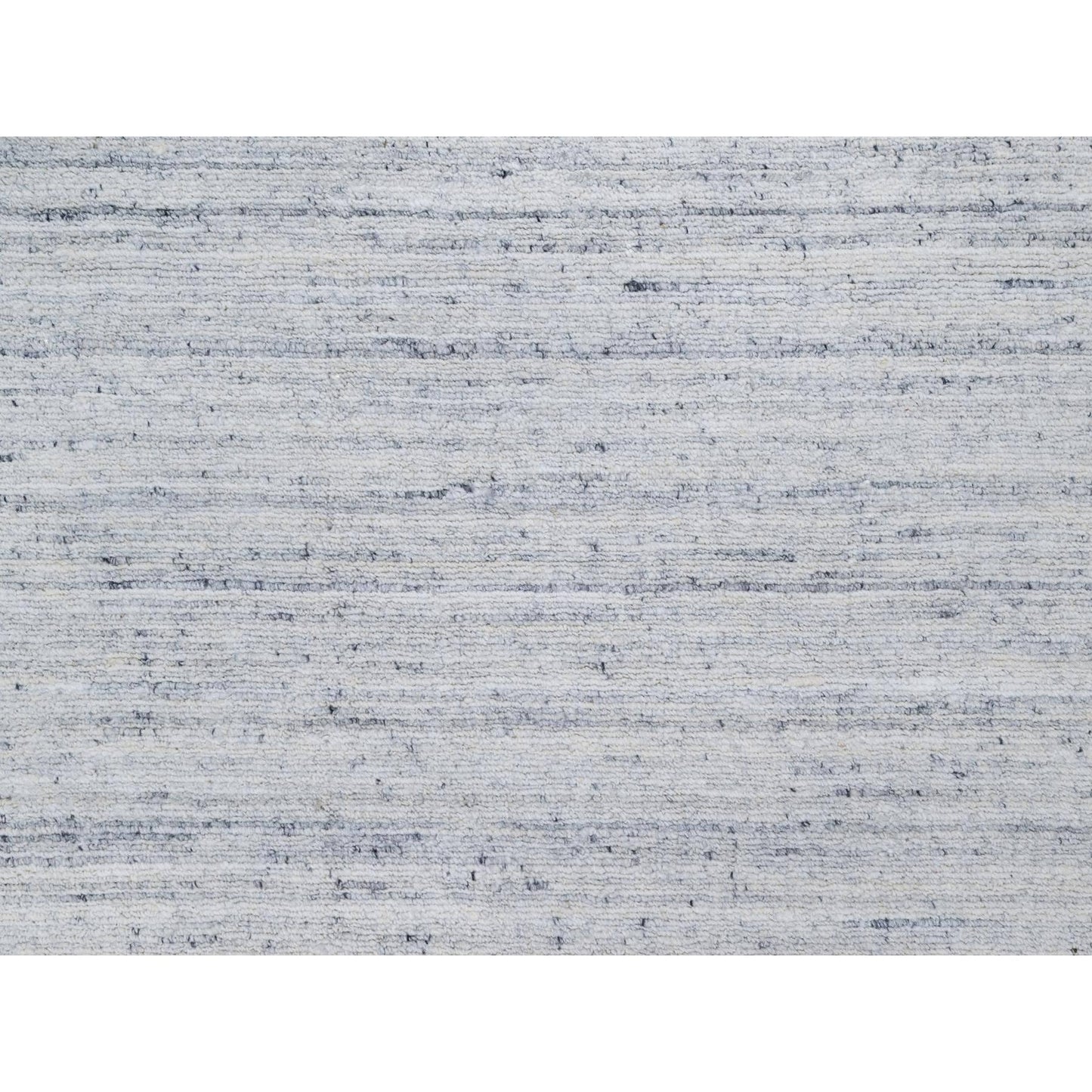 12'X12' Misty Gray Modern Striae Design Soft Wool Hand Loomed Square Rug