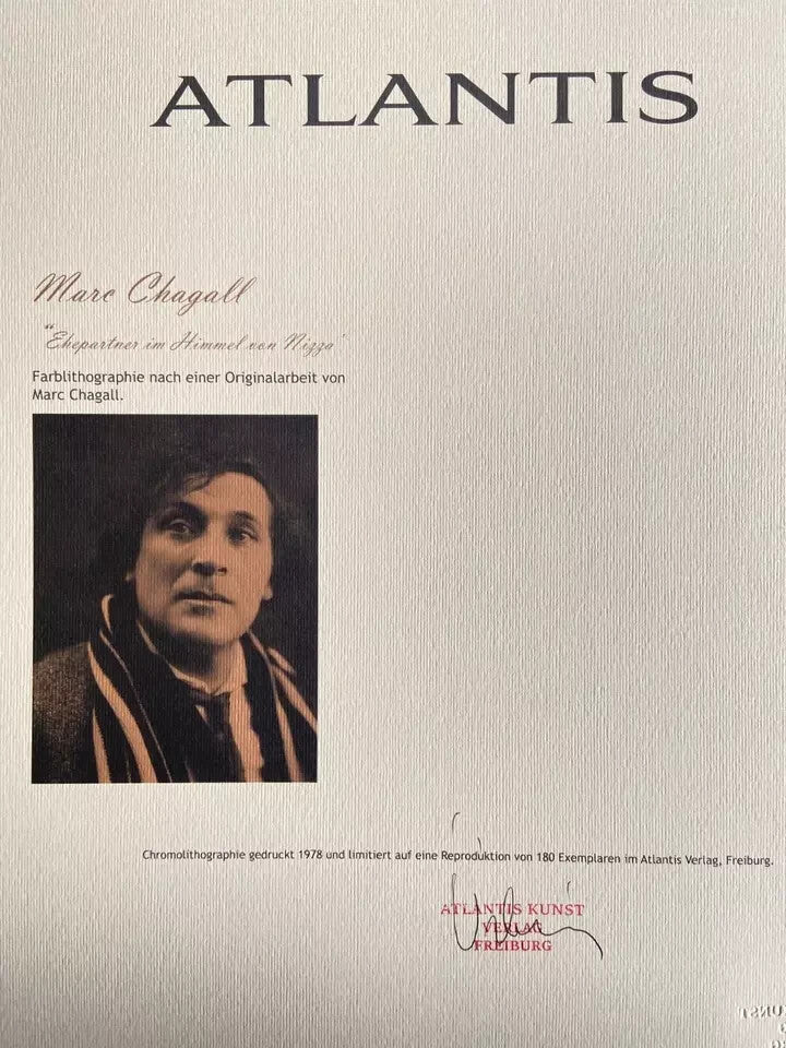 Marc Chagall Lithograph Coa Original Hand-Signed Hand-Numbered Collection Stamp